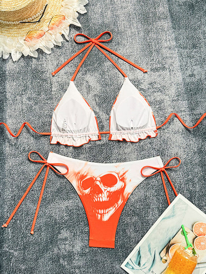 Printed Lace Up Split Bikini Swimsuit for Women Beachwear | noémi