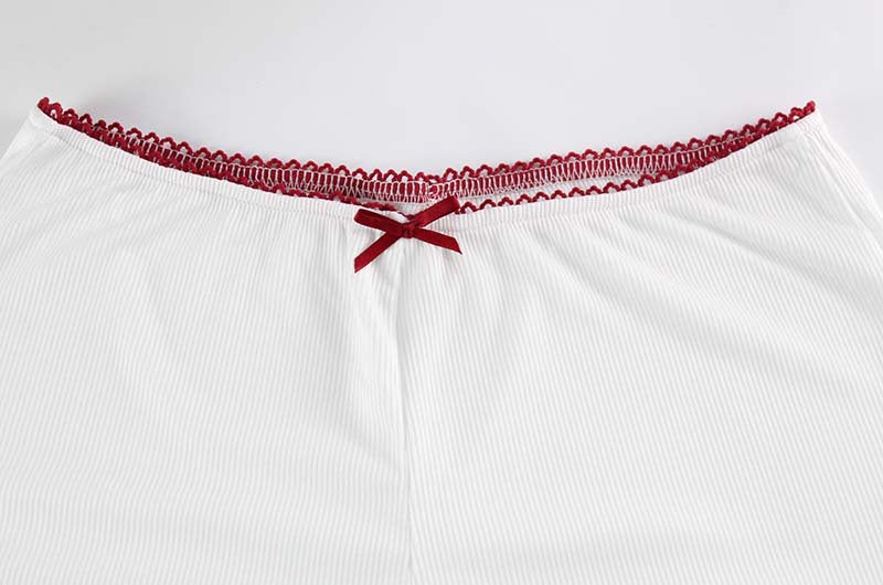 Two Piece Set | Bow Accent Ribbed Crop Top & Shorts | noémi