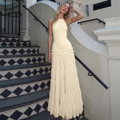 Backless Halter Pleated Maxi Dress | Sleeveless Summer Boho Style | noémi