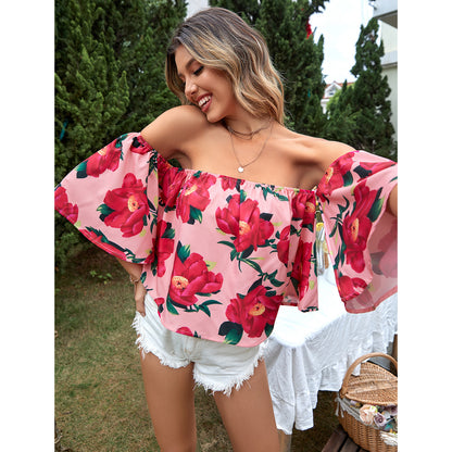 Womens Off Shoulder Floral Shirt | noémi
