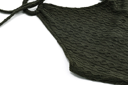 Backless Halter Mini Dress | Olive Green | Slim Fit, High Waist | noémi