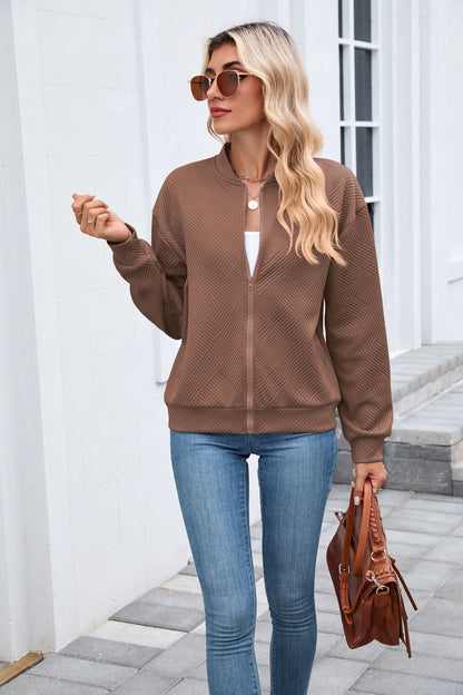 Womens Varsity Jacket | Solid Color Zip Up Sweatshirt | noémi