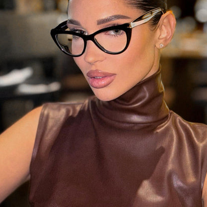 Womens Sleeveless Faux Leather Turtleneck Sheath Dress with Waist Detail and Side Slit | noémi