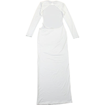 Backless Maxi Dress | Fall Long Sleeve Slim Fit Bodycon with Open Back | noémi