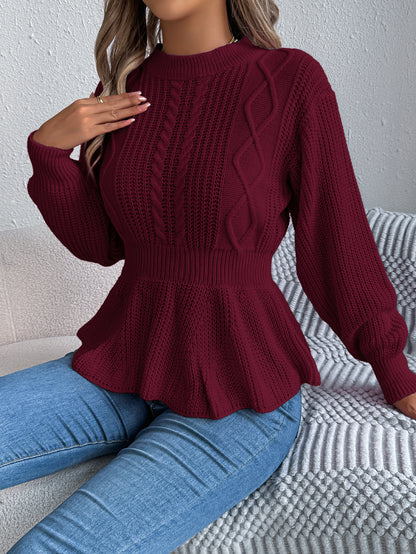 Womens Sweater | Twist Waist Ruffle Pullover | Long Sleeve Knit Top | noémi