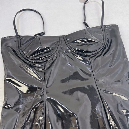 Womens Faux Leather Slim Fit Sling Dress | Chest Detail Hip Length | noémi