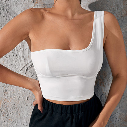 Womens One Shoulder Crop Top | Slim Fit Bare Back Vest | noémi