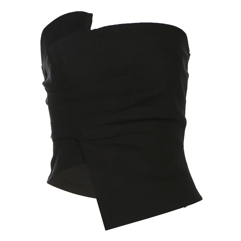 Womens Backless Tube Top | Pleated Short Vest | noémi