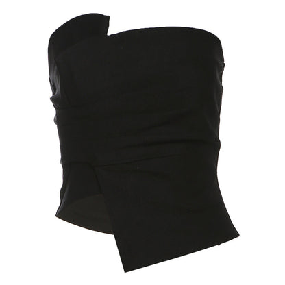 Womens Backless Tube Top | Pleated Short Vest | noémi