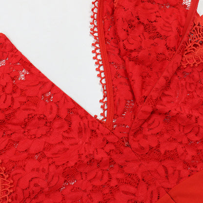 VNeck Lace Sleeveless Jumpsuit | Wide Leg Pants | noémi