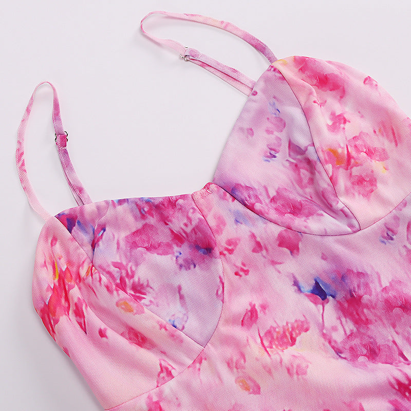 Mesh Backless Floral Maxi Dress | Strap Bodycon Slip Dress | noémi