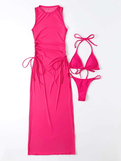 Bikini Set | 3 Piece Swimsuit with High Slit Skirt | Split Thong Bikini | noémi