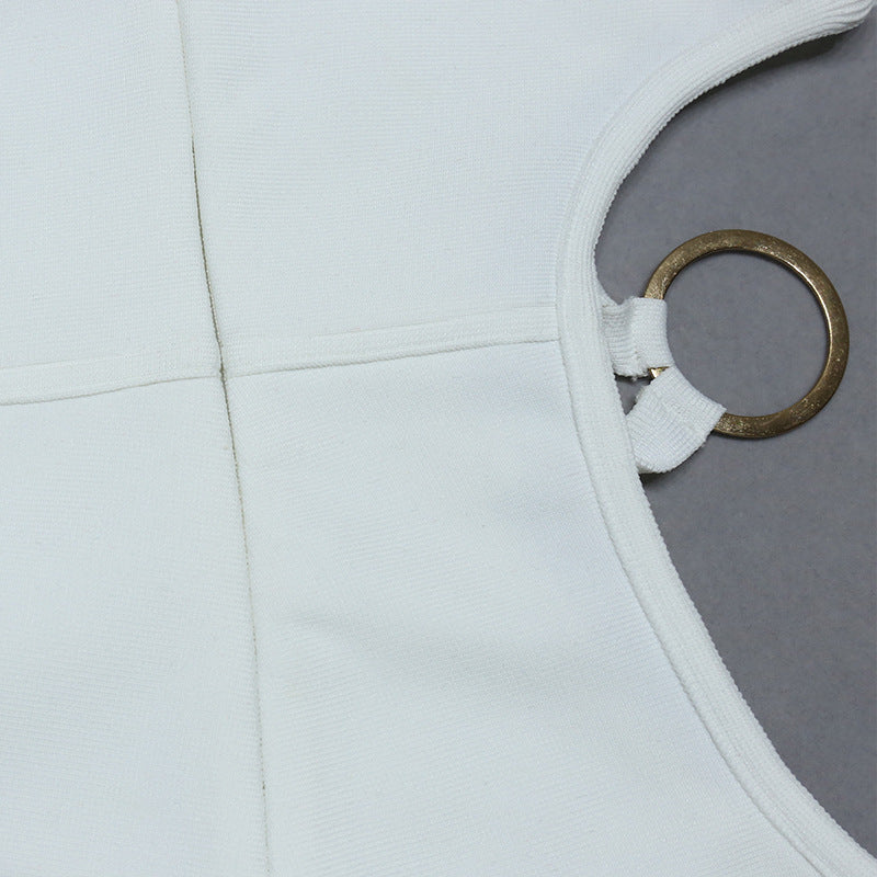 White One Shoulder Cutout Dress with Side Slit | Long Fitted Design for Women | noémi