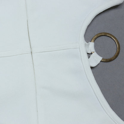 White One Shoulder Cutout Dress with Side Slit | Long Fitted Design for Women | noémi