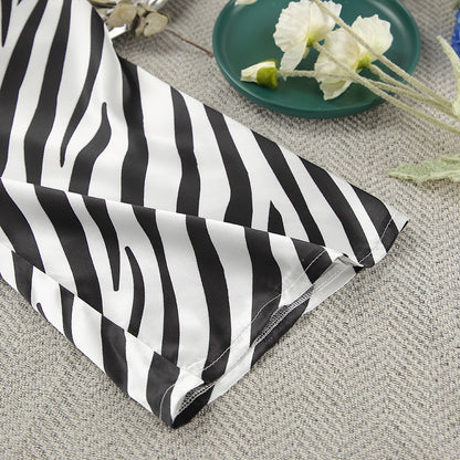 Satin Zebra Striped Pajama Set | Long Sleeve Cardigan High Waist Shorts | noémi