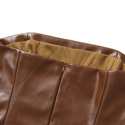 Faux Leather Midi Dress | Slim Fit Tube Top with Back Slit | noémi