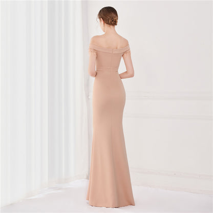 Off Shoulder Beaded Gown | Formal Long Dress | noémi