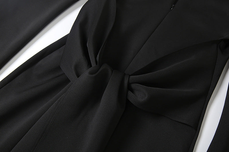 Womens Long Sleeve Dress with Collared Neck Lace Up Waist and Slim Fit | noémi