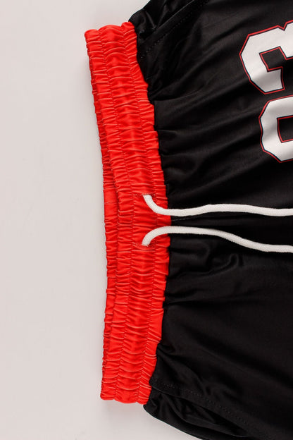 Color Contrast Printed Slim Fit Sexy Sports Vest & Drawstring Shorts Two Piece Set | noémi