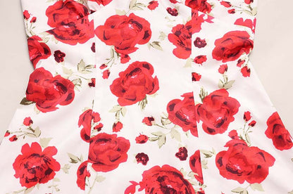 Halter Backless A Line Mini Dress | Rose Print High Waist Slim Fit | noémi