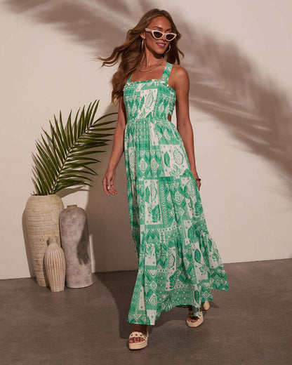 Printed Sleeveless Maxi Dress for Women | Spaghetti Strap | noémi