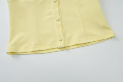 Women's Corset Top | Cinched Waist Vest with Button Front & Wide Straps | noémi