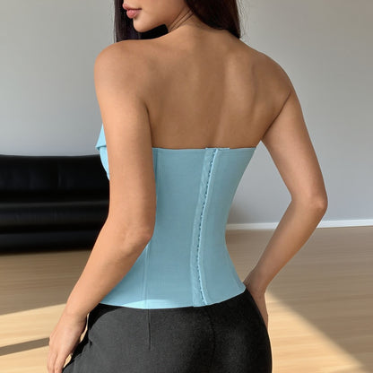 Wrapped Chest Tie Corset Vest | Sleek Solid Color Boning Waist Shaper | noémi