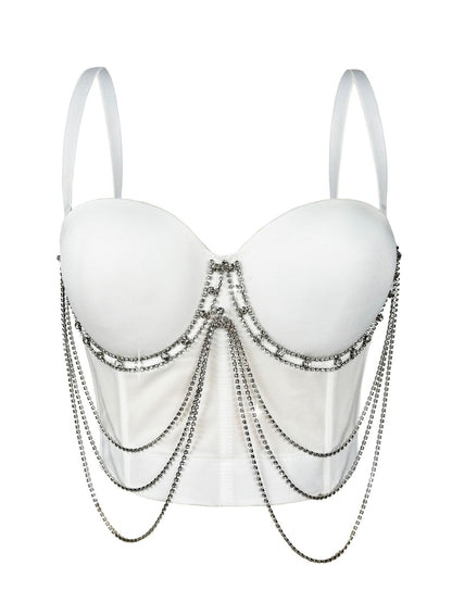 Tassel Chain Camisole | Corset Bra with Sparkling Boning | noémi `