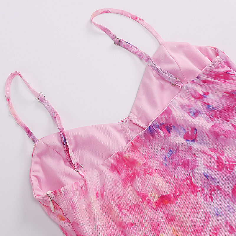 Mesh Backless Floral Maxi Dress | Strap Bodycon Slip Dress | noémi