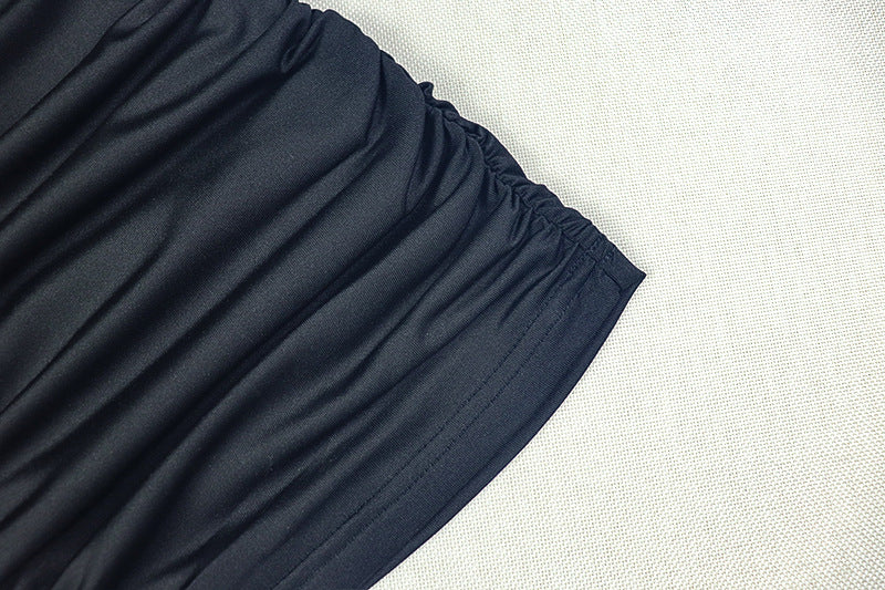 One Shoulder Cocktail Dress | Pleated Slim Fit, Solid Color, Long Sleeve | noémi
