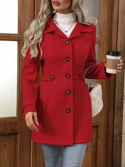 Wool Blend Trench Coat for Women | Slim Fit, Double Breasted | noémi