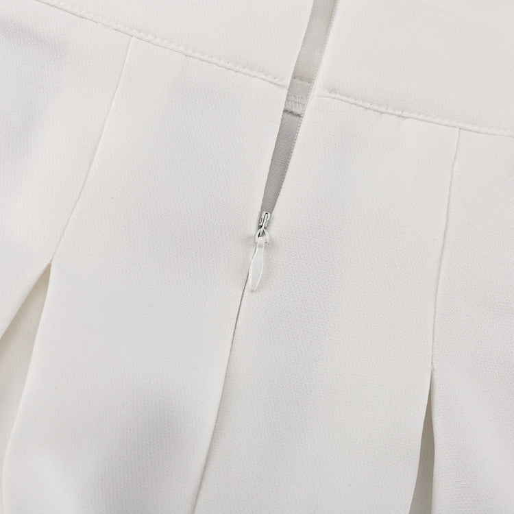 White Halter Crop Top & Pleated Maxi Skirt | Two Piece Set, Backless, Tie Back | noémi