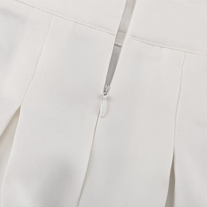 White Halter Crop Top & Pleated Maxi Skirt | Two Piece Set, Backless, Tie Back | noémi