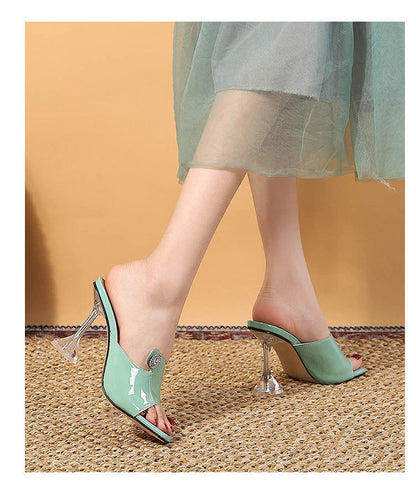 Peep Toe Rhinestone Heels | Cutout Chunky Sandals for Women | noémi