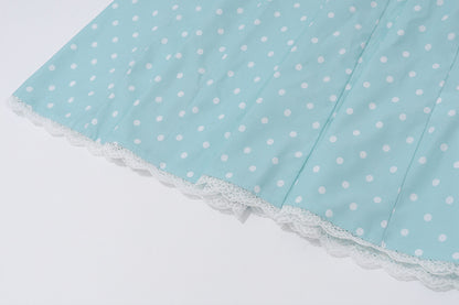 Strapless Polka Dot Mini Dress | Light Blue Summer Tube Top Dress Skater Fit | noémi