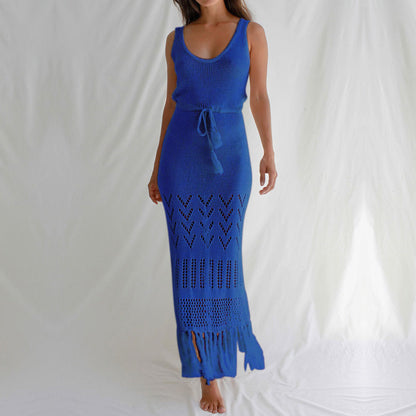 Womens Hollow Out Cutout Maxi Dress | Tassel Strap Cover Up | noémi