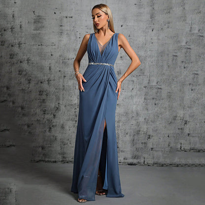 Double Shoulder Backless Fishtail Evening Gown | noémi