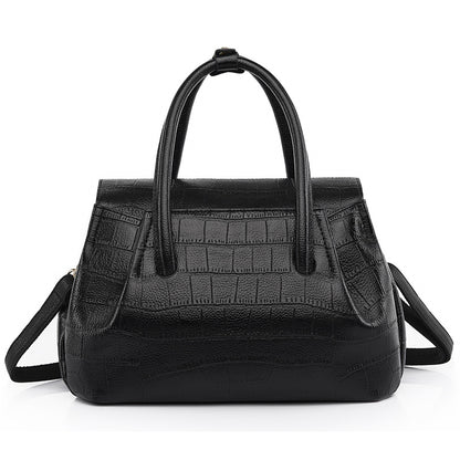 Large Black Croc‑Pattern Tote Shoulder Bag – Office Carryall | noémi