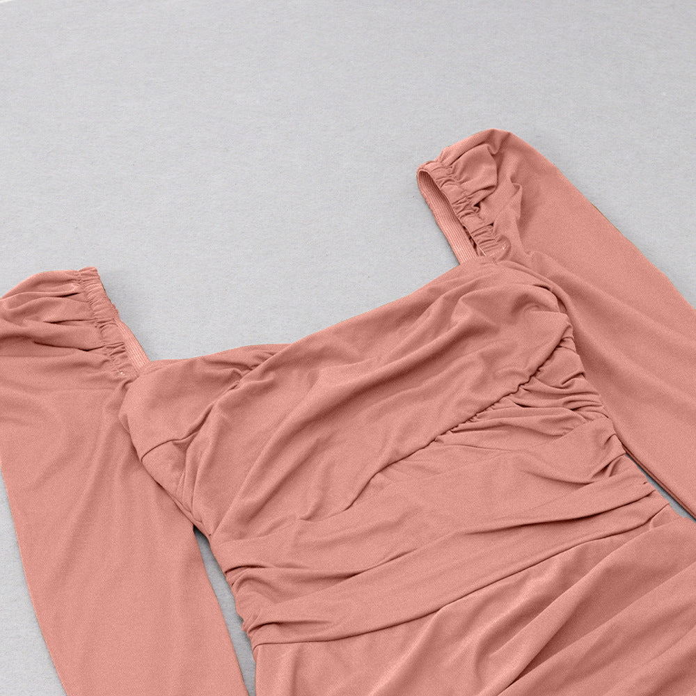 Halter Neck Ruffled Maxi Dress | Slim Fit Dress | noémi