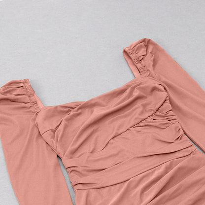 Halter Neck Ruffled Maxi Dress | Slim Fit Dress | noémi