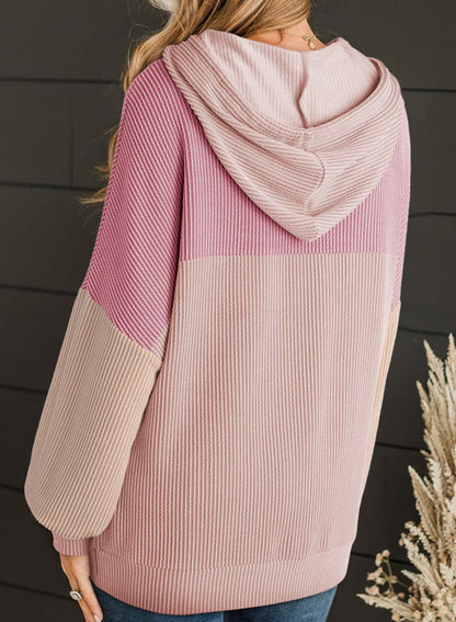 Colorblock Hoodie for Women | Twist Stripe Loose Long Sleeve Sweater | noémi
