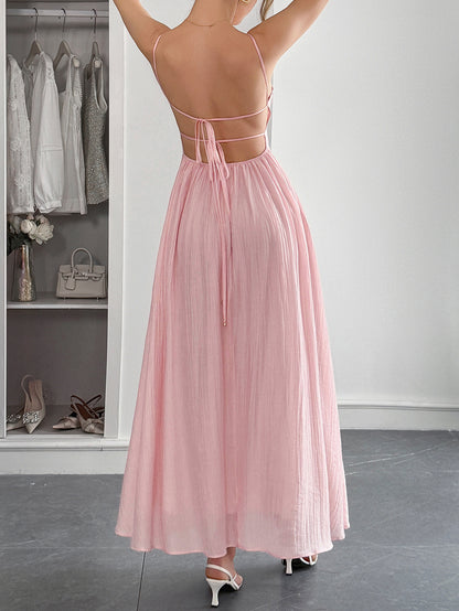 Flowy Backless Maxi Dress | Spaghetti Strap Pleated Summer Dress | noémi