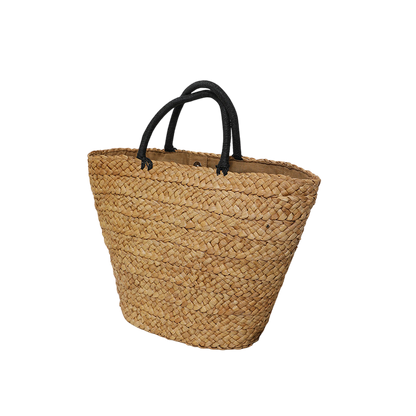 Large-Capacity Straw Shoulder Tote Bag – Hand-Woven Coffee Brown | noémi