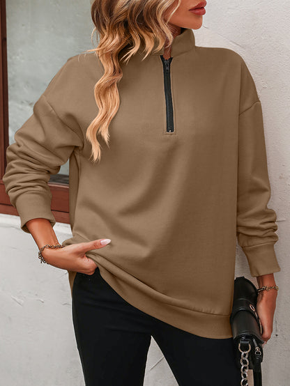 Womens Fleece Half Zip Pullover | Long Sleeve Sweatshirt | noémi