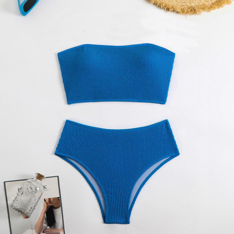 Women’s Textured Tube Top Bikini Set | Strapless HighWaist Swimsuit | noémi