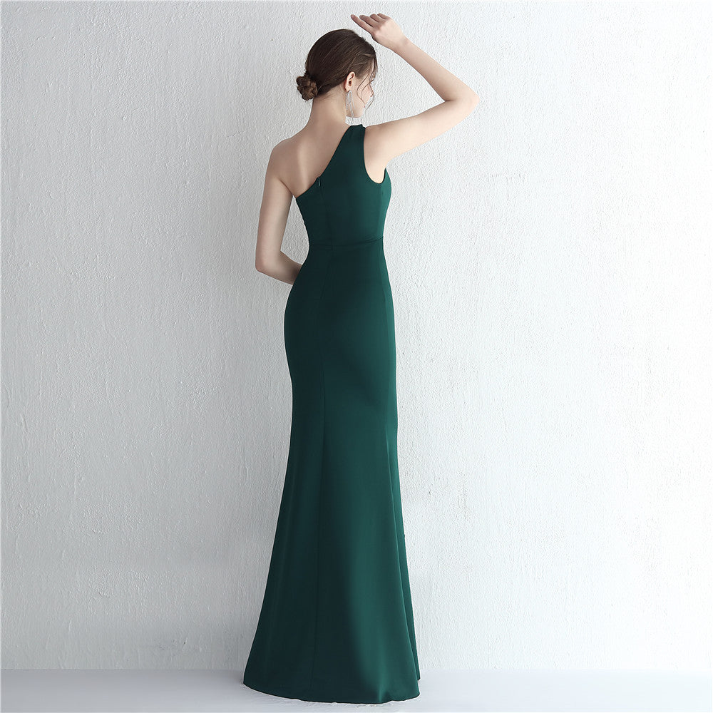 Satin One Shoulder Gown | Slim Fit Long Debutante Dress | noémi