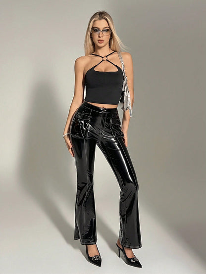 Women’s Strappy Black Crop Top | Slim Fit Camisole | noémi