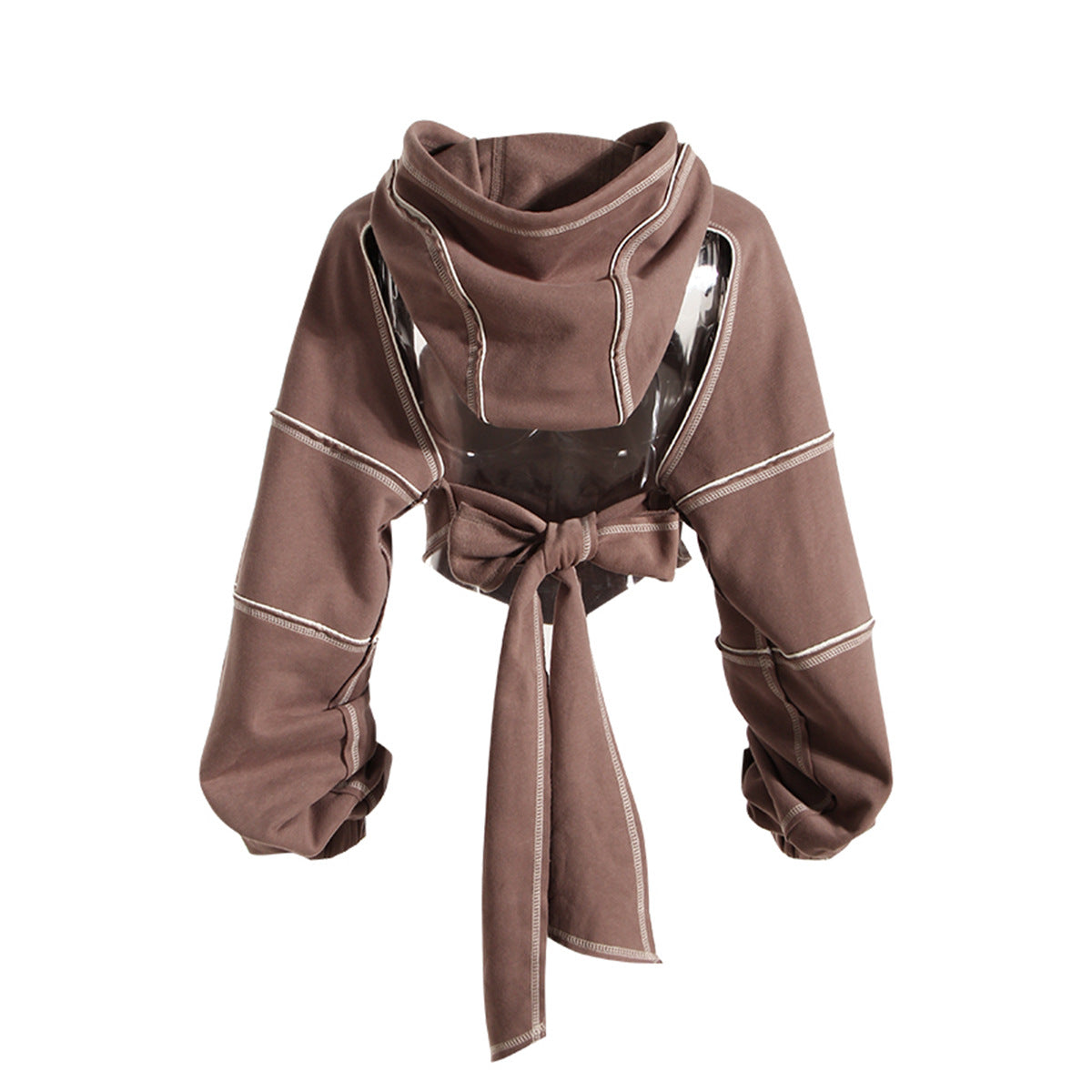 Bright Line Cropped Hoodie for Women | Long Sleeve Waistband Top | noémi
