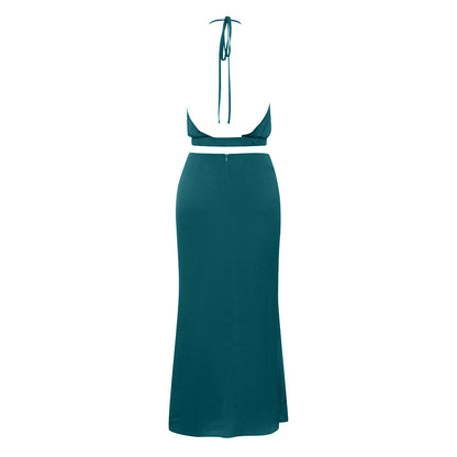 Halter Neck Ruffled Maxi Dress | Slim Fit Dress | noémi