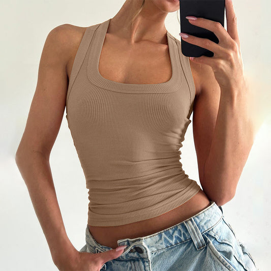 Womens Slim Fit Cropped Tank Top | U Neck Vest | noémi
